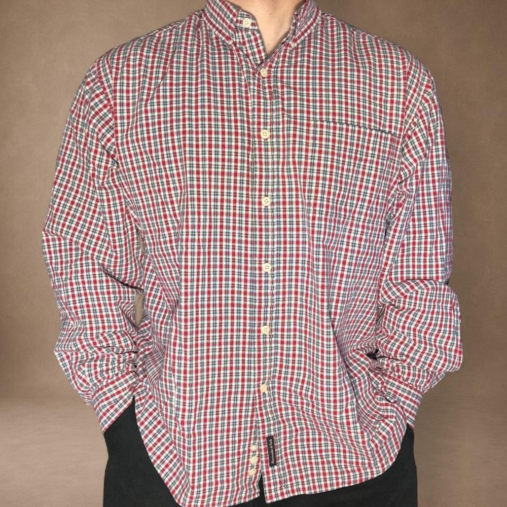 Vintage Abercrombie & Fitch Plaid Button Up Shirt L Red Blue White